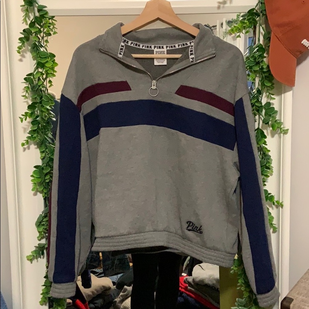 Pink quarter zip cropped sweater